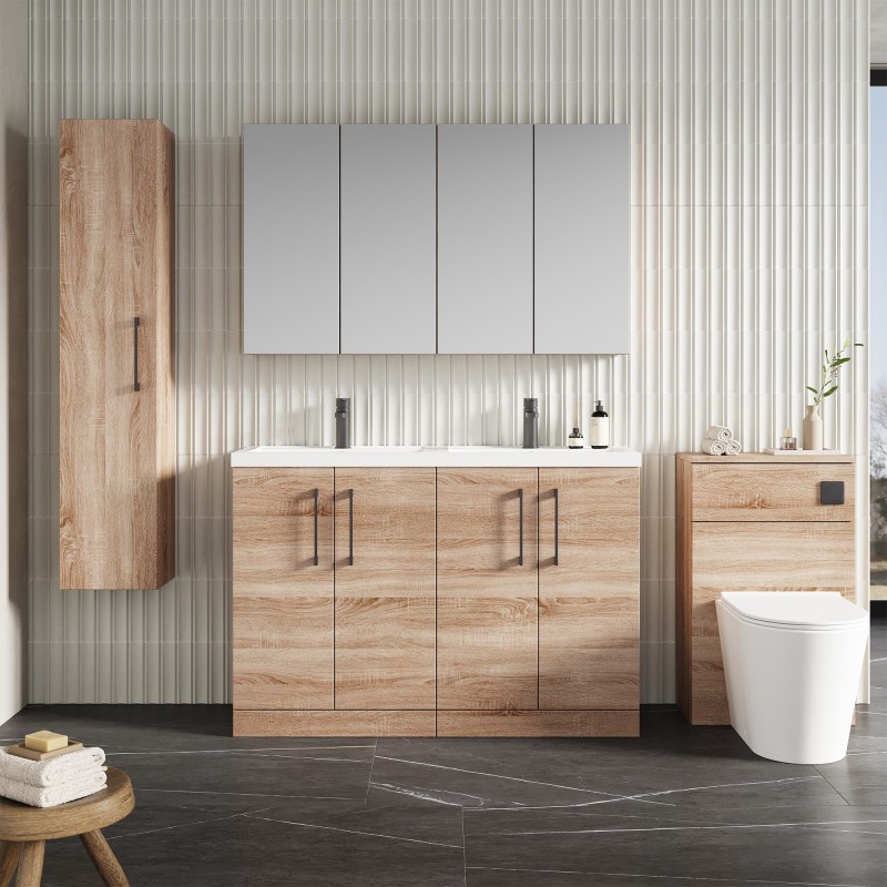 Arno 1200mm Freestanding Cupboard Double Sink Vanity Units