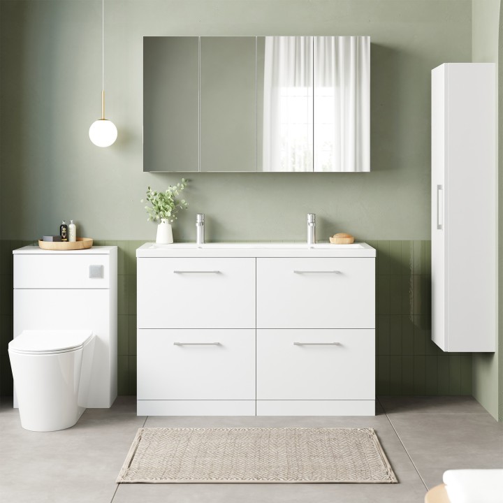 Arno 1200mm Freestanding Double Drawer Double Sink Vanity Units