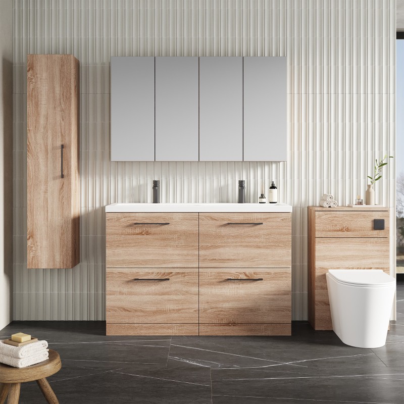 Arno 1200mm Freestanding Double Drawer Double Sink Vanity Units