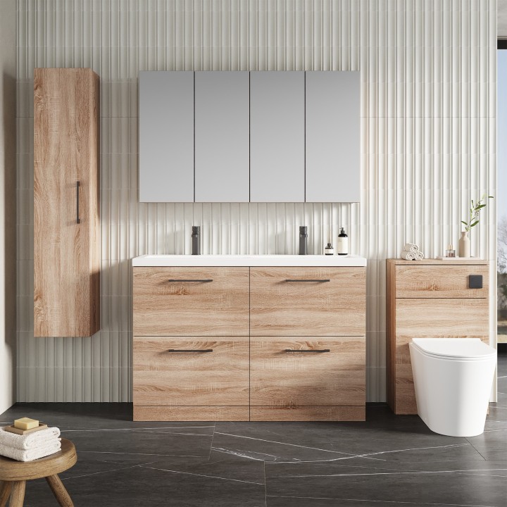 Arno 1200mm Freestanding Double Drawer Double Sink Vanity Units