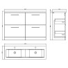 Arno 1200mm Freestanding Double Drawer Double Sink Vanity Units