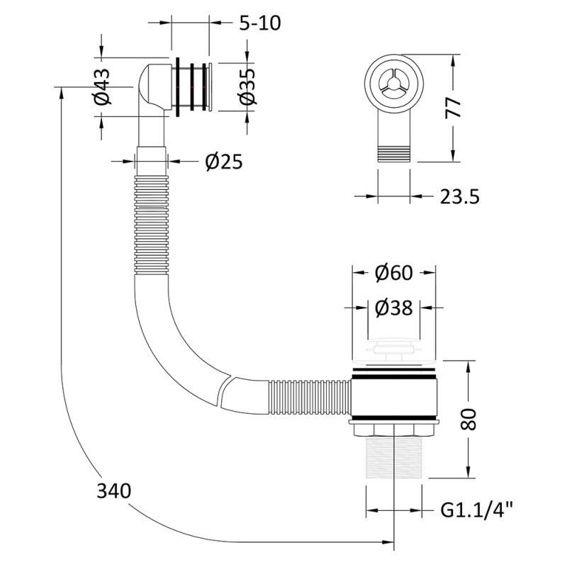 Stone Basin Waste with Overflow - Brushed Brass Stone Basin Waste with Overflow - Brushed Brass