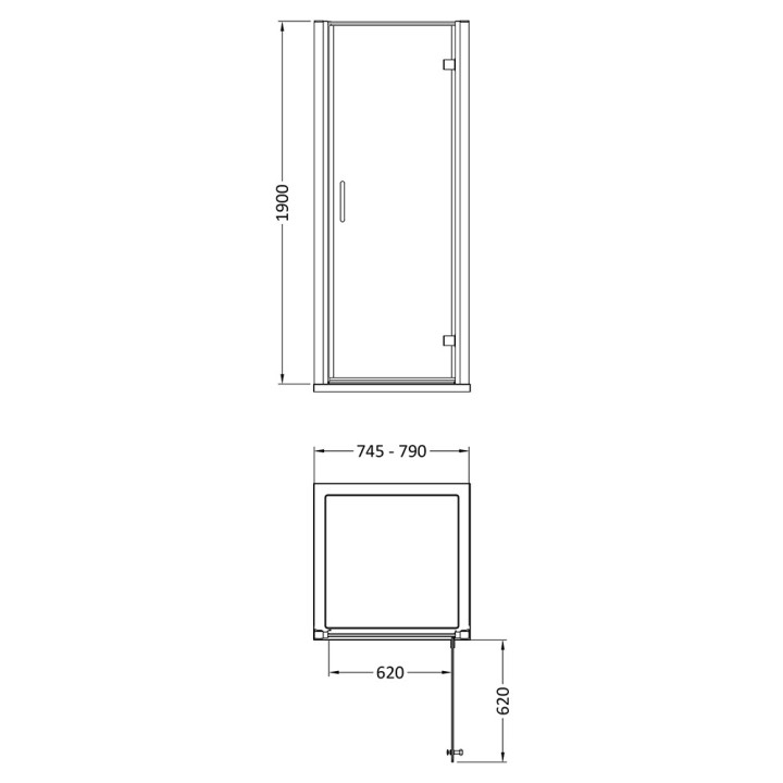 Chrome Lucie 8mm Hinged Shower Doors 800mm or 900mm (w)