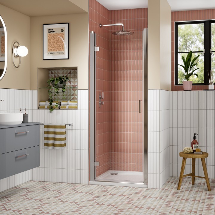 Chrome Lucie 8mm Hinged Shower Doors 800mm or 900mm (w)