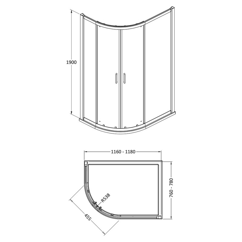 Chrome Lucie 8mm Offset Quadrant Shower Enclosure - 1200mm (L) x 800mm (W)