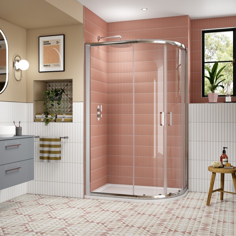 Chrome Lucie 8mm Offset Quadrant Shower Enclosure - 1200mm (L) x 800mm (W)