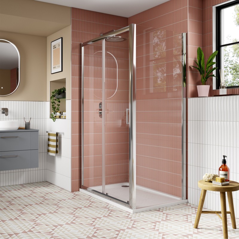800mm to 1000mm (w) Lucie Chrome 8mm Side Panels for Shower Enclosures - 3 Sizes