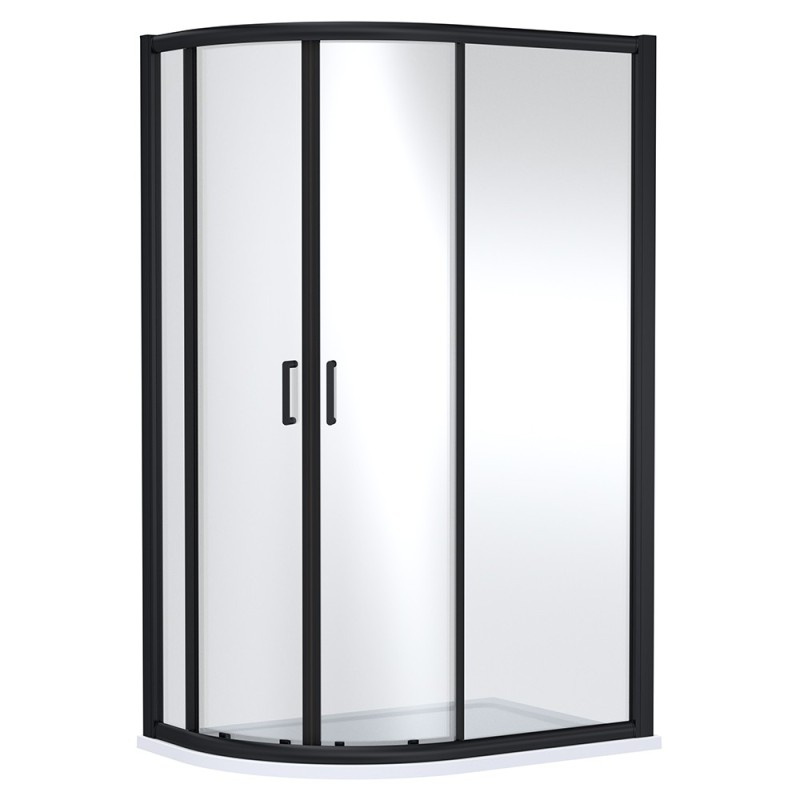 Matt Black Lucie 8mm Offset Quadrant Shower Enclosure - 1200mm (L) x 800mm (W)