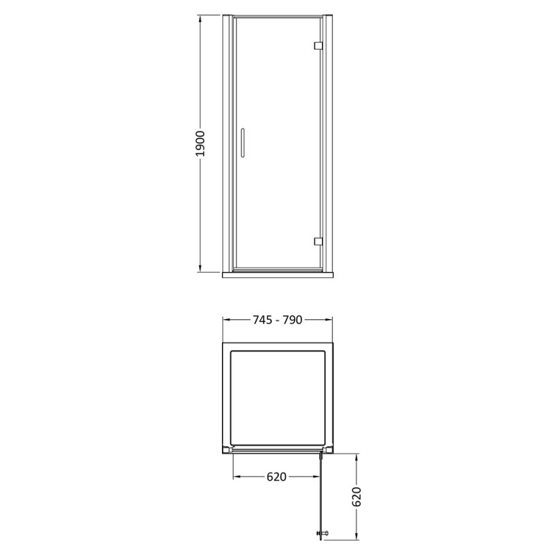 Matt Black Lucie 8mm Hinged Shower Doors 800mm or 900mm (w)