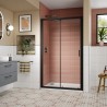 Lucie 8mm Matt Black Single Sliding Shower Doors 1200mm to 1700mm (w) - 3 Sizes - Insitu