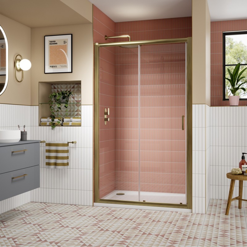 Lucie 8mm Matt Black Single Sliding Shower Doors 1200mm to 1700mm (w) - 3 Sizes - Insitu