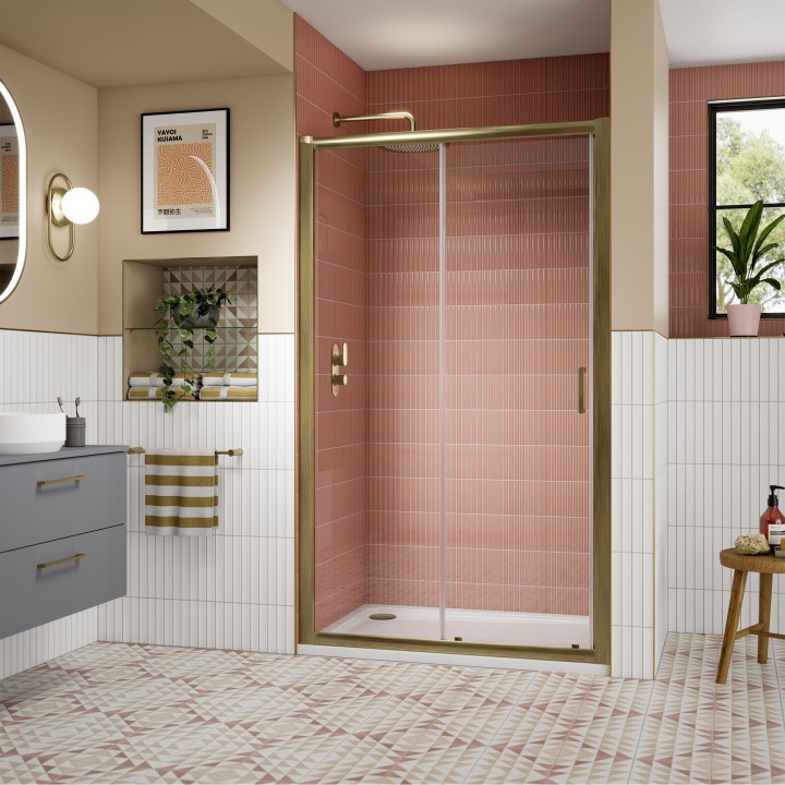 Lucie 8mm Matt Black Single Sliding Shower Doors 1200mm to 1700mm (w) - 3 Sizes - Insitu