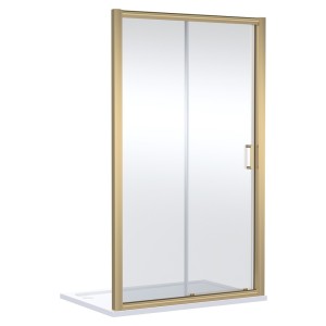 Brushed Brass Lucie 8mm Single Sliding Shower Doors 1200mm to 1700mm (w) - 3 Sizes