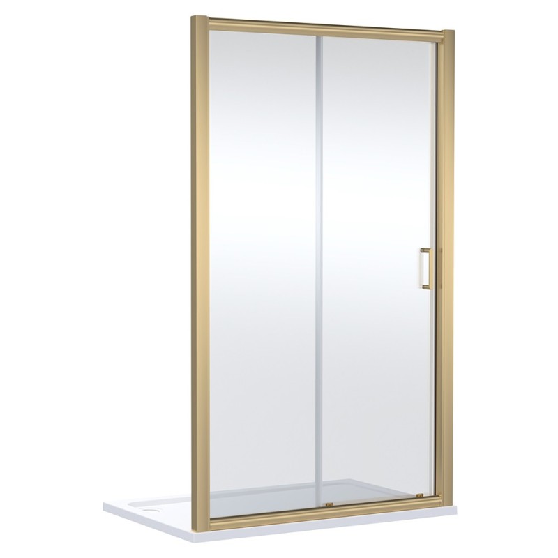 Brushed Brass Lucie 8mm Single Sliding Shower Doors 1200mm to 1700mm (w) - 3 Sizes