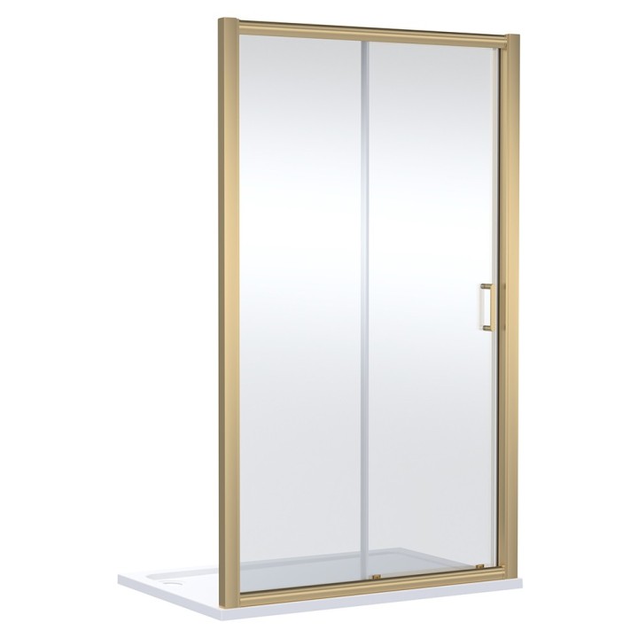 Brushed Brass Lucie 8mm Single Sliding Shower Doors 1200mm to 1700mm (w) - 3 Sizes