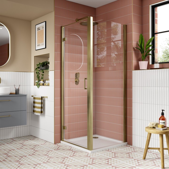 800mm to 1000mm (w) Lucie Brushed Brass 8mm Side Panels for Shower Enclosures - 3 Sizes