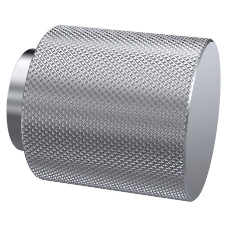 Satin Silver Knurled Round Knob - 30mm (w) x 30mm (h) x 30mm (d)