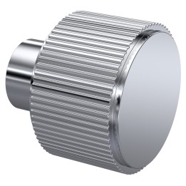 Chrome Fluted Round Knob - 30mm (w) x 30mm (h) x 30mm (d)