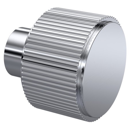 Chrome Fluted Round Knob - 30mm (w) x 30mm (h) x 30mm (d)