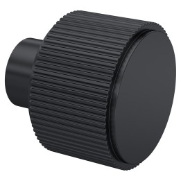 Matt Black Fluted Round Knob - 30mm (w) x 30mm (h) x 30mm (d)