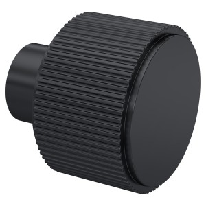 Matt Black Fluted Round Knob - 30mm (w) x 30mm (h) x 30mm (d)