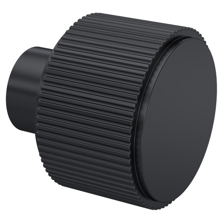 Matt Black Fluted Round Knob - 30mm (w) x 30mm (h) x 30mm (d)