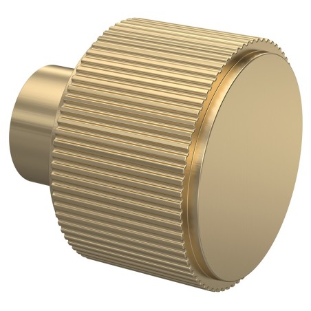 Brushed Brass Fluted Round Knob - 30mm (w) x 30mm (h) x 30mm (d)