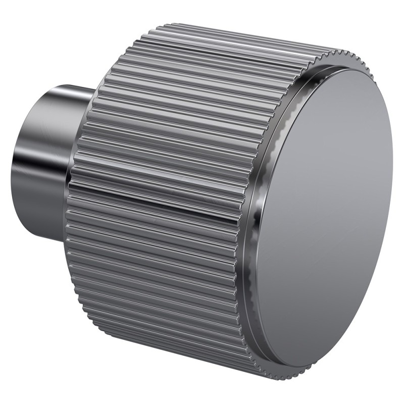 Brushed Pewter Fluted Round Knob - 30mm (w) x 30mm (h) x 30mm (d)