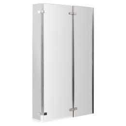 Chrome Square Fixed Shower Bath Screen with Double Hinge 760mm(w) x 1400mm(h) - 5mm Glass