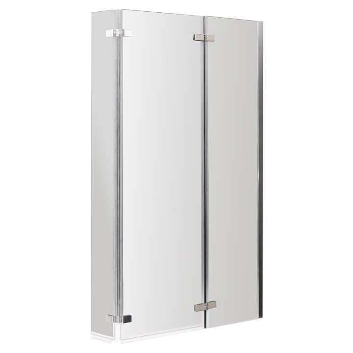 Chrome Square Fixed Shower Bath Screen with Double Hinge 760mm(w) x 1400mm(h) - 5mm Glass