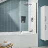 Chrome Square Hinged Shower Bath Screen 760mm(w) x 1400mm(h) - 5mm Glass Chrome Square Hinged Shower Bath Screen 760mm(w) x 1400mm(h) - 5mm Glass