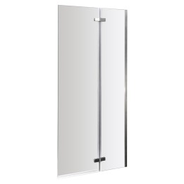 Chrome Square Fixed Bath Screen with Large Hinged Panel 750mm(w) x 1400mm(h) - 5mm Glass