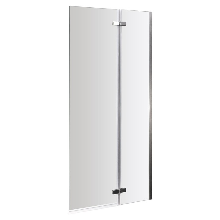 Chrome Square Fixed Bath Screen with Large Hinged Panel 750mm(w) x 1400mm(h) - 5mm Glass
