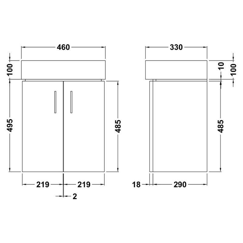 Mayford Gloss White Wall Hung 450mm (w) x 595mm (h) x 330mm (d) Cabinet & Basin