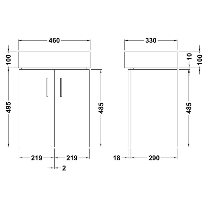 Mayford Gloss White Wall Hung 460mm (w) x 595mm (h) x 330mm (d) Cabinet & Basin