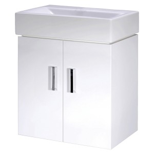 Mayford Gloss White Wall Hung 450mm (w) x 595mm (h) x 330mm (d) Cabinet & Basin