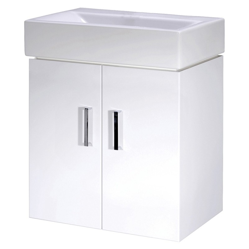 Mayford Gloss White Wall Hung 450mm (w) x 595mm (h) x 330mm (d) Cabinet & Basin