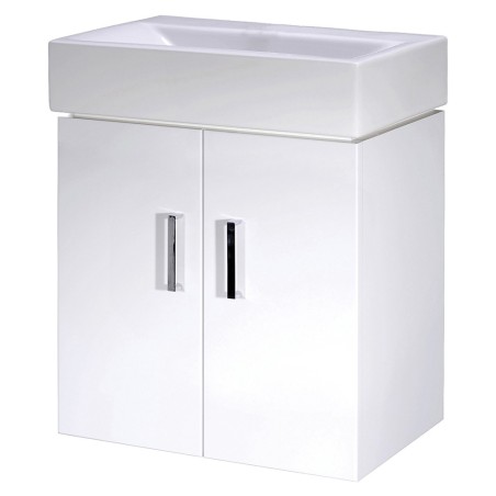 Mayford Gloss White Wall Hung 450mm (w) x 595mm (h) x 330mm (d) Cabinet & Basin