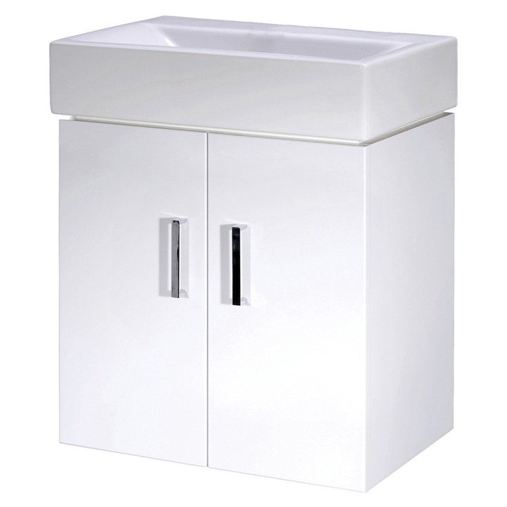 Mayford Gloss White Wall Hung 460mm (w) x 595mm (h) x 330mm (d) Cabinet & Basin