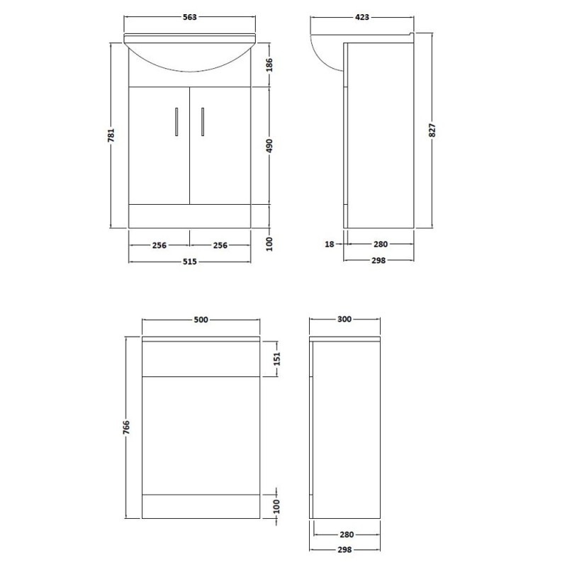 Cloakroom Furniture Pack - Square Basin