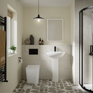 Orlen Rimless Back To Wall Toilet Pan & Soft Close Seat