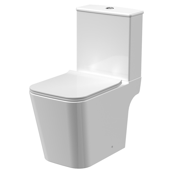 Orlen Rimless Close Coupled Open Back Toilet & Slim Soft Close Seat