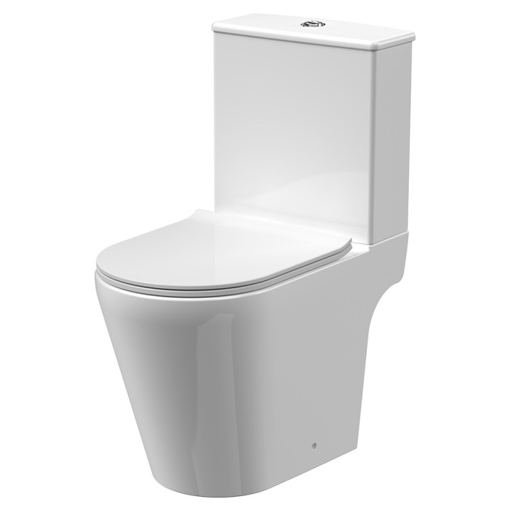Fenton Rimless Close Coupled Open Back Toilet & Slim Soft Close Seat