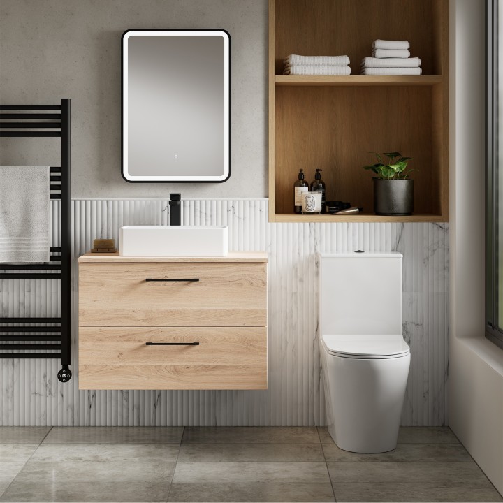 Fenton Rimless Close Coupled Open Back Toilet & Slim Soft Close Seat