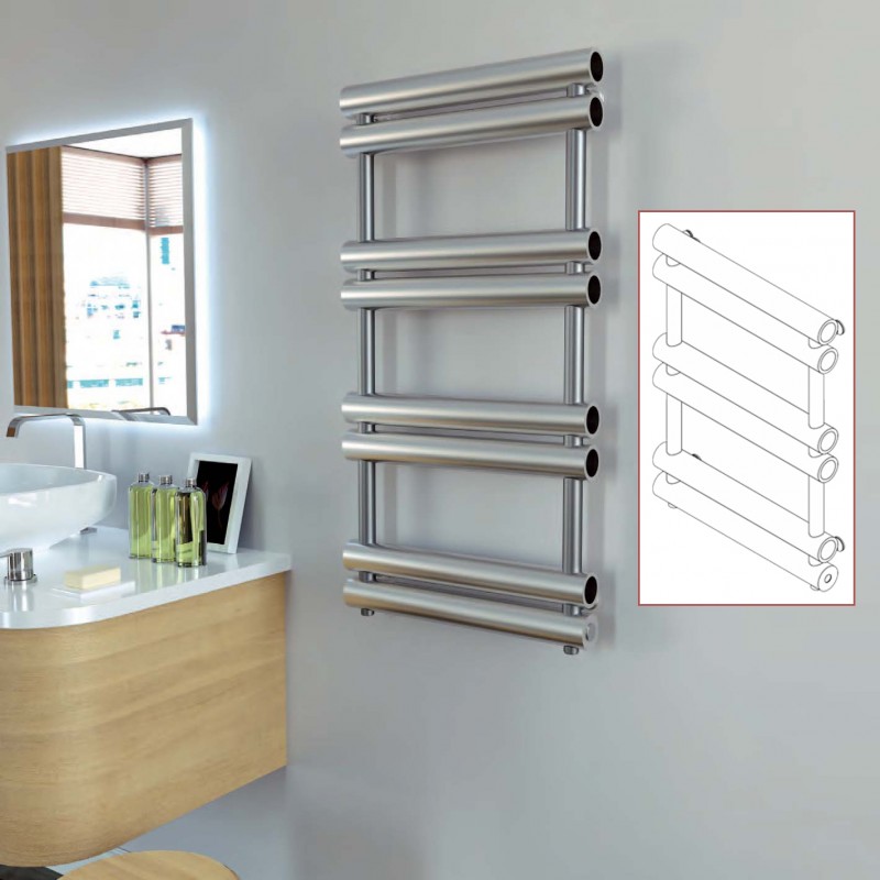 Aeon "Tubo" Designer Brushed & Polished Stainless Steel Towel Rails (4 Sizes)