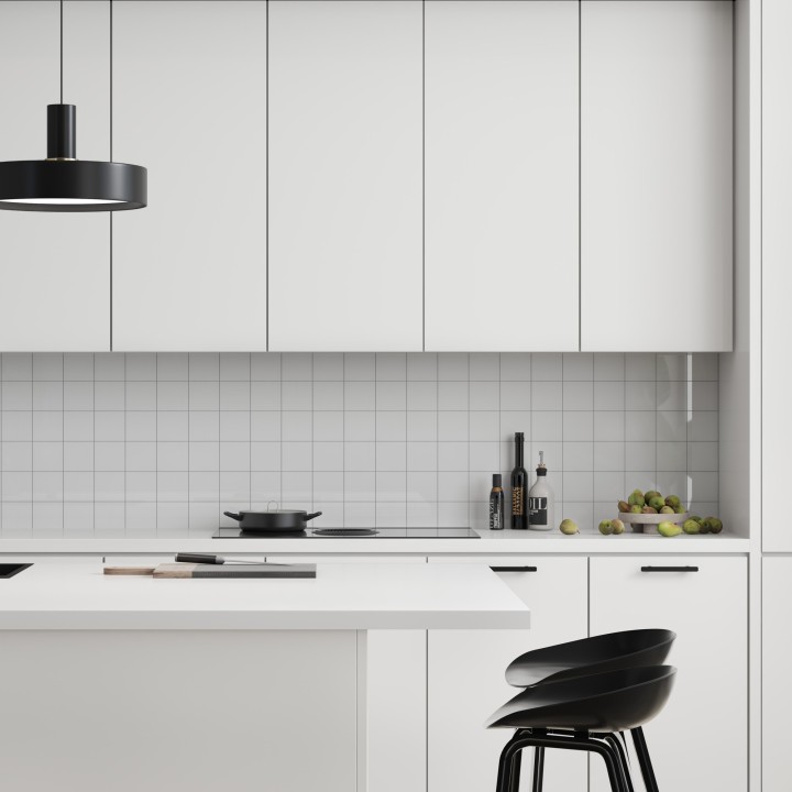 Denver White Kitchen Splashback Tile Effect - Fibo - 10x10cm Square Tiles