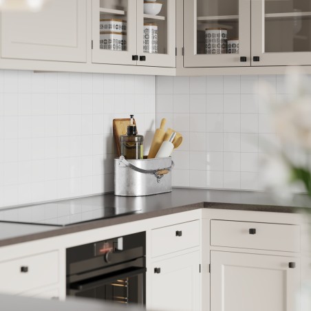 Denver White Kitchen Splashback Tile Effect - Fibo - 10x10cm Square Tiles