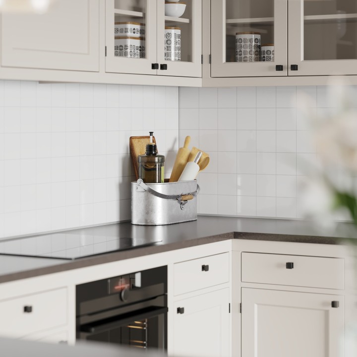 Denver White Kitchen Splashback Tile Effect - Fibo - 10x10cm Square Tiles