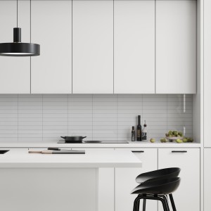Denver White Kitchen Splashback Tile Effect - Fibo - 30x5cm Rectangular Tiles