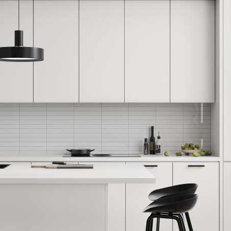 Denver White Kitchen Splashback Tile Effect - Fibo - 30x5cm Rectangular Tiles